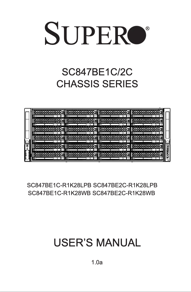 Imagen de la primera página del manual del dispositivo SuperChassis SC847BE1C-R1K28WB
