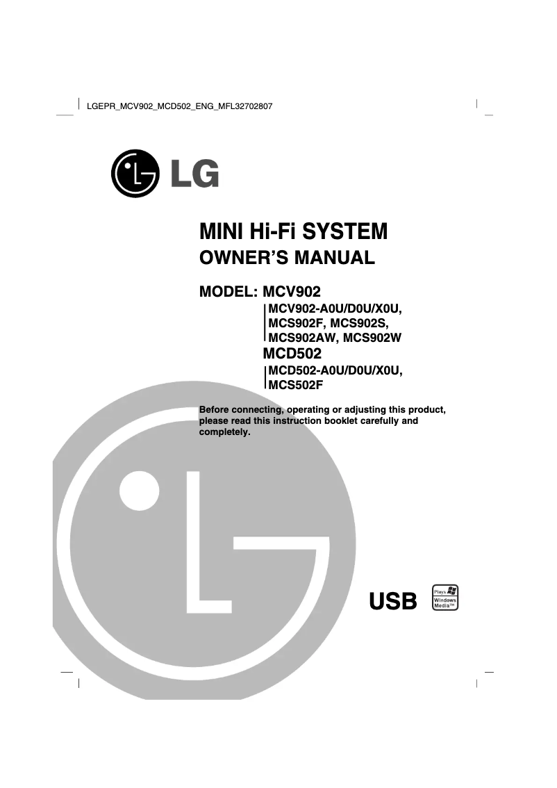 Página nº 1 - Manual de usuario LG MCD502