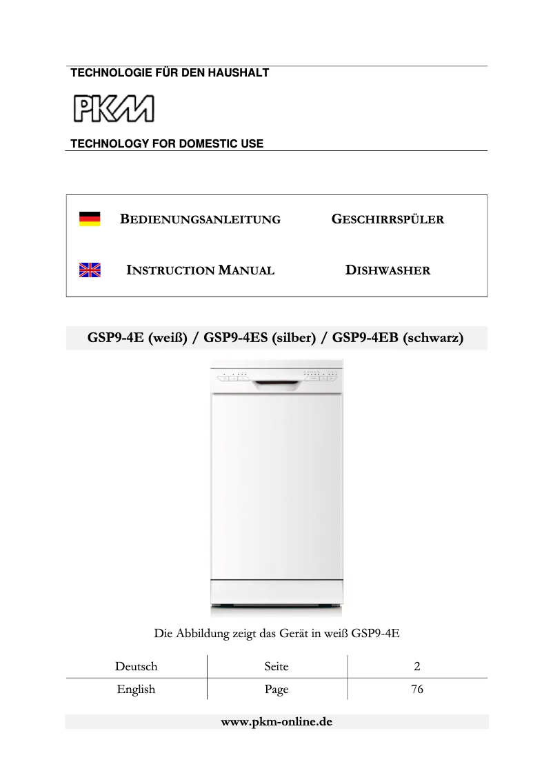 Página 1 del manual Manual de usuario PKM GSP9-4ES