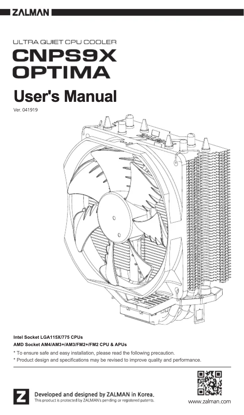 Página 1 del manual Manual de usuario Zalman CNPS9X Optima