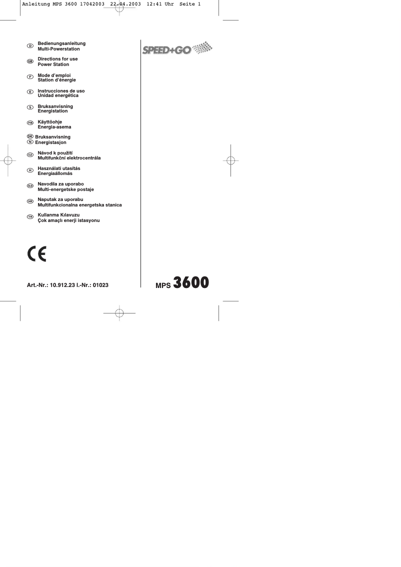 Página nº 1 - Manual de usuario Speed & Go MPS 3600