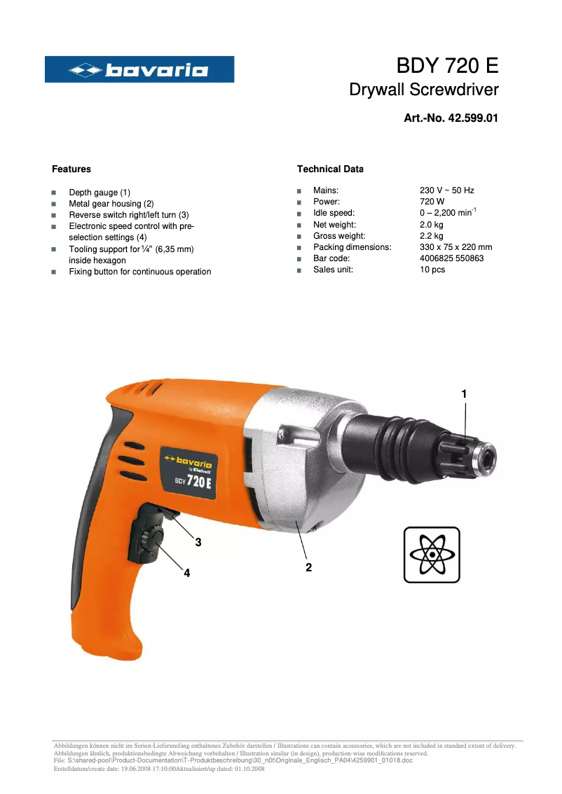 Página 1 del manual Manual de usuario Bavaria by Einhell BDY 720 E