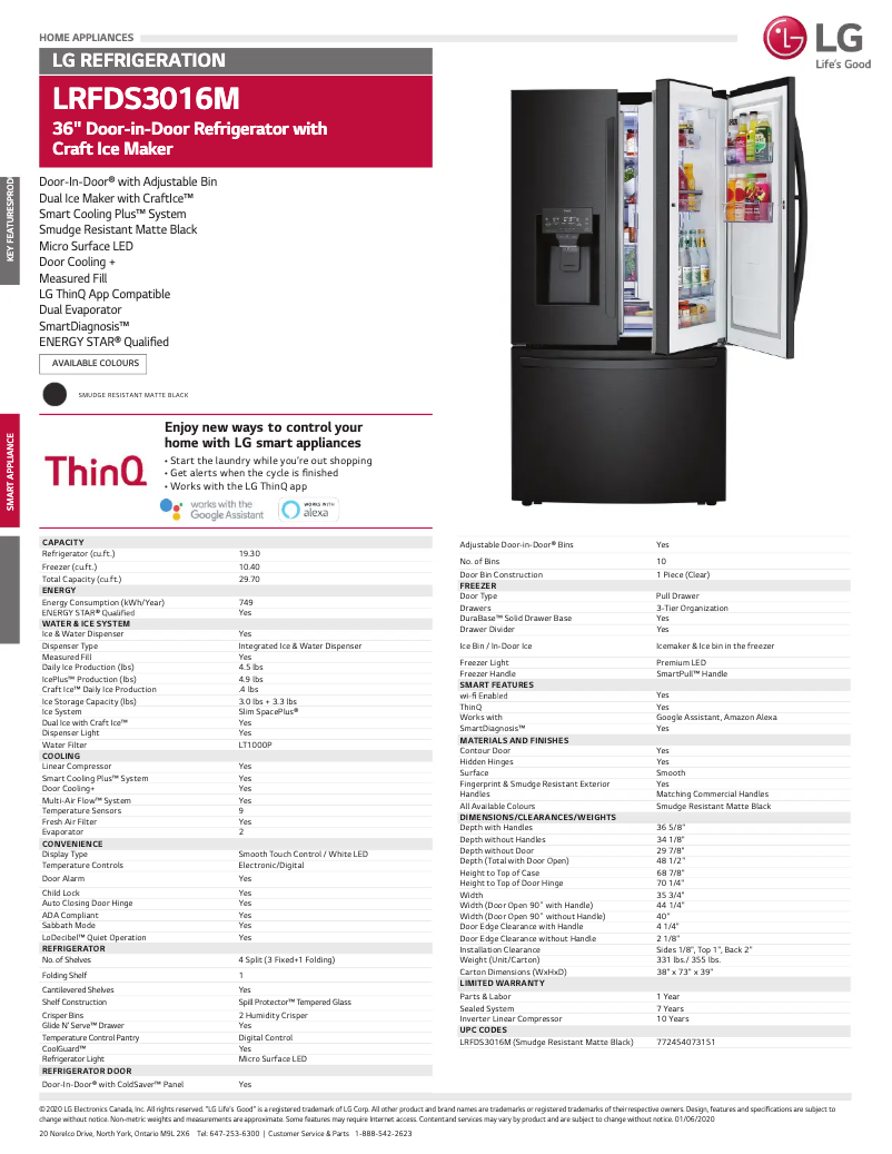 Página nº 1 - Ficha técnica LG LRFDS3016M