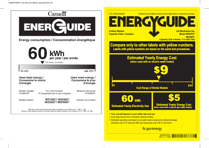 Página nº 1 - Etiqueta energética LG WD300CB