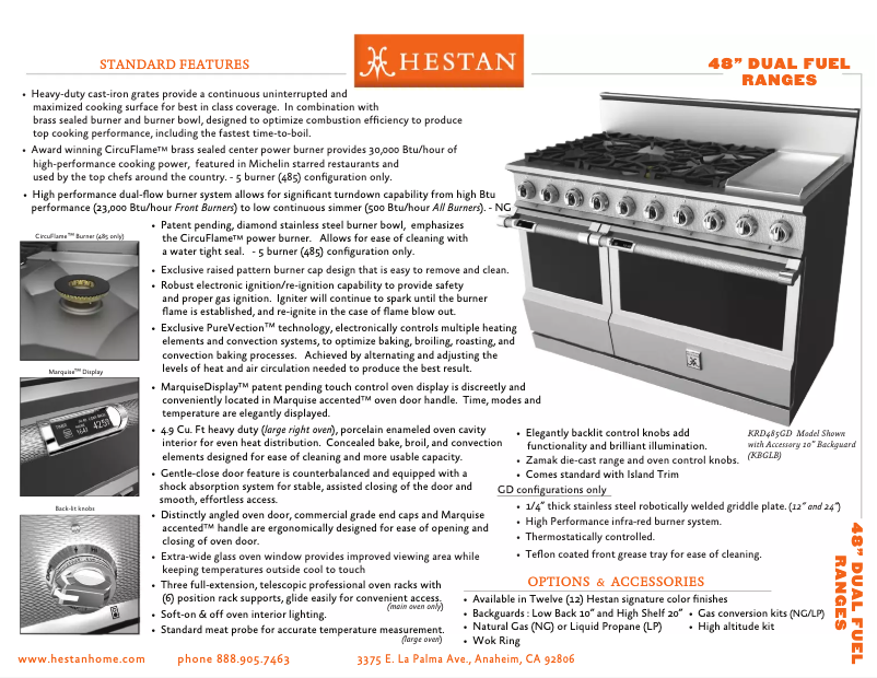 Página 1 del manual Ficha técnica Hestan KRD484GDNGGR