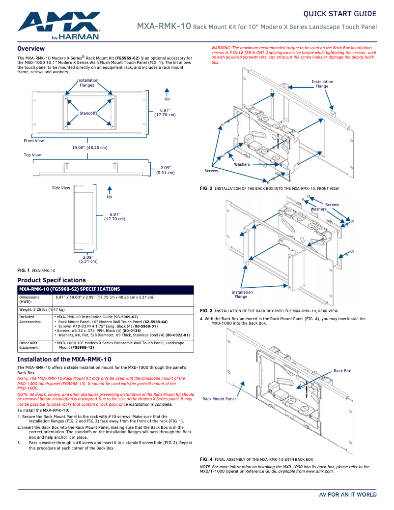 Imagen de la primera página del manual del dispositivo MXA-RMK-10