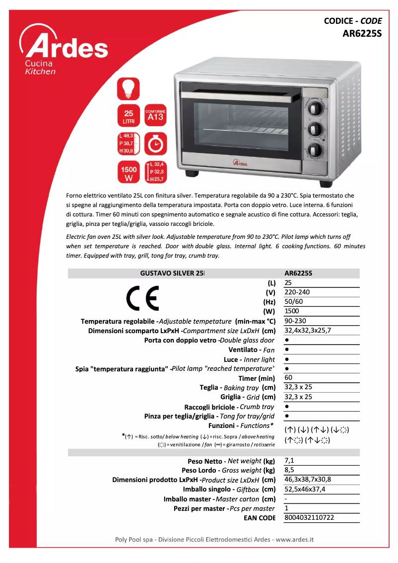 Página nº 1 - Ficha técnica Ardes Gustavo AR6225S
