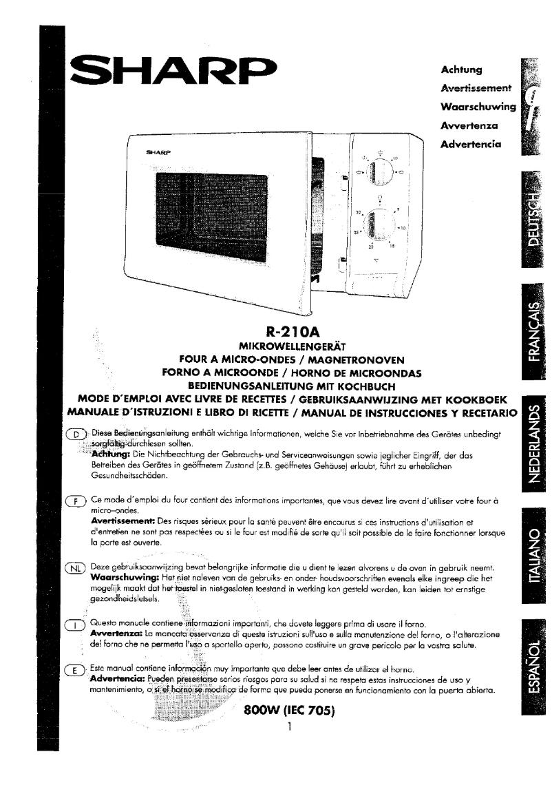 Imagen de la primera página del manual del dispositivo R-210A