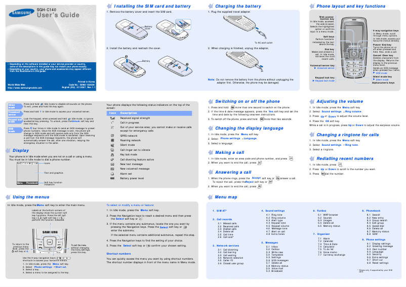 Página 1 del manual Manual de usuario Samsung SGH-C140
