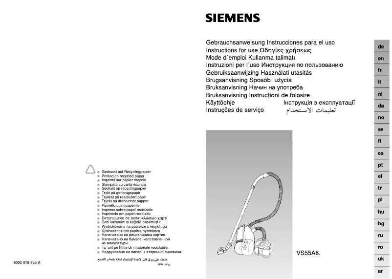 Página 1 del manual Manual de usuario Siemens VS55A85