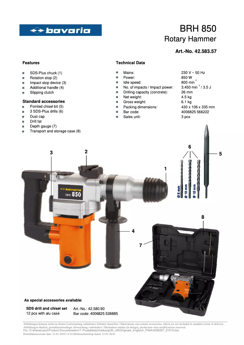 Imagen de la primera página del manual del dispositivo BRH 850