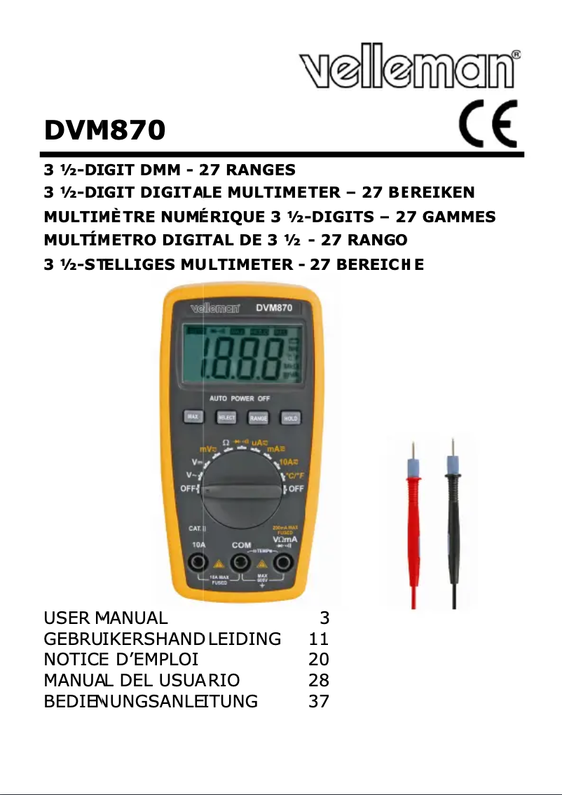 Imagen de la primera página del manual del dispositivo DVM870