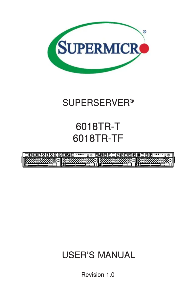Imagen de la primera página del manual del dispositivo SuperServer 6018TR-TF