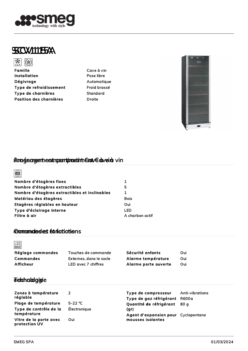 Página nº 1 - Ficha técnica Smeg SCV115A