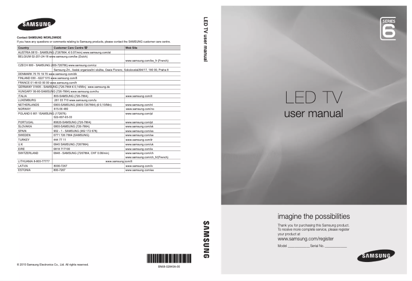 Página 1 del manual Manual de usuario Samsung UE32C6540SW