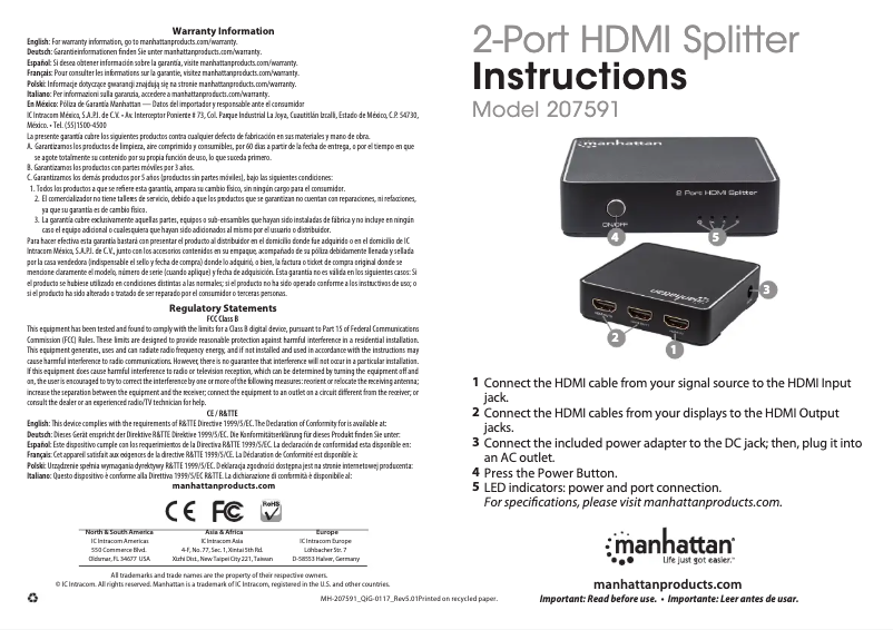 Página 1 del manual Manual de usuario Manhattan 207591