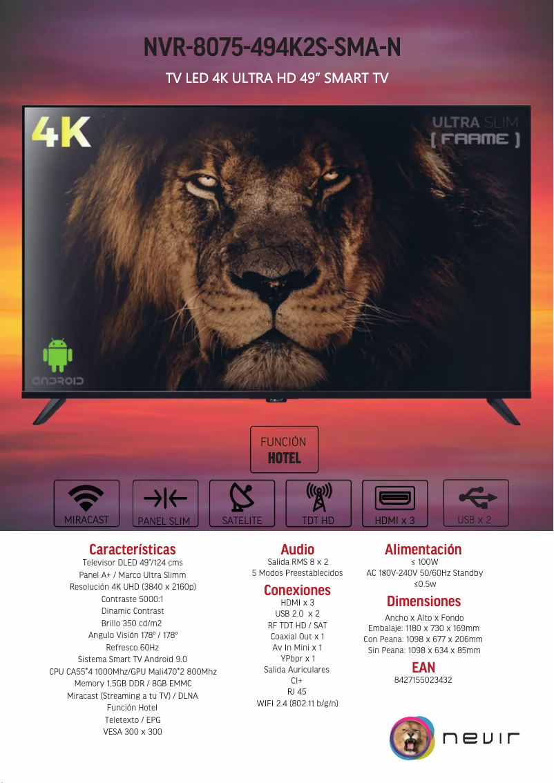 Página 1 del manual Folleto Nevir NVR-8075-494K2S-SMA-N