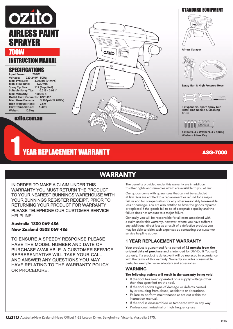 Imagen de la primera página del manual del dispositivo ASG-7000