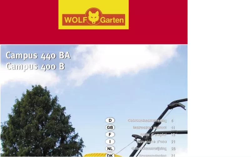 Página 1 del manual Manual de usuario Wolf Garten Campus 400 B