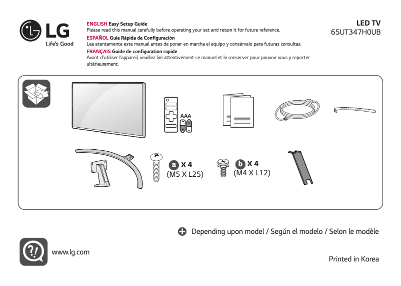 Imagen de la primera página del manual del dispositivo 65UT347H