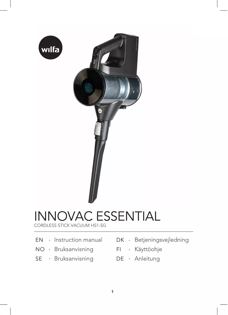 Página 1 del manual Manual de usuario Wilfa Innovac Essential HS1-SG