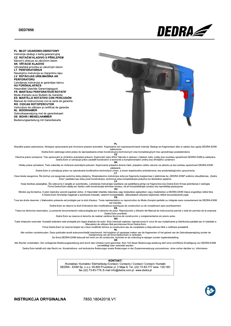 Página 1 del manual Manual de usuario DEDRA DED7850
