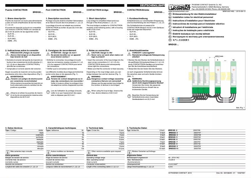 Imagen de la primera página del manual del dispositivo BRIDGE-10