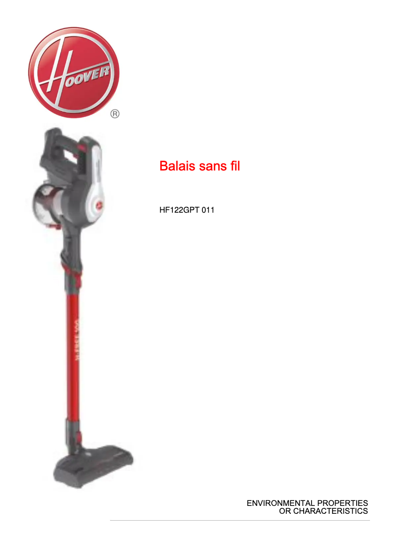 Imagen de la primera página del manual del dispositivo H-Free 100 HF122GPT 011