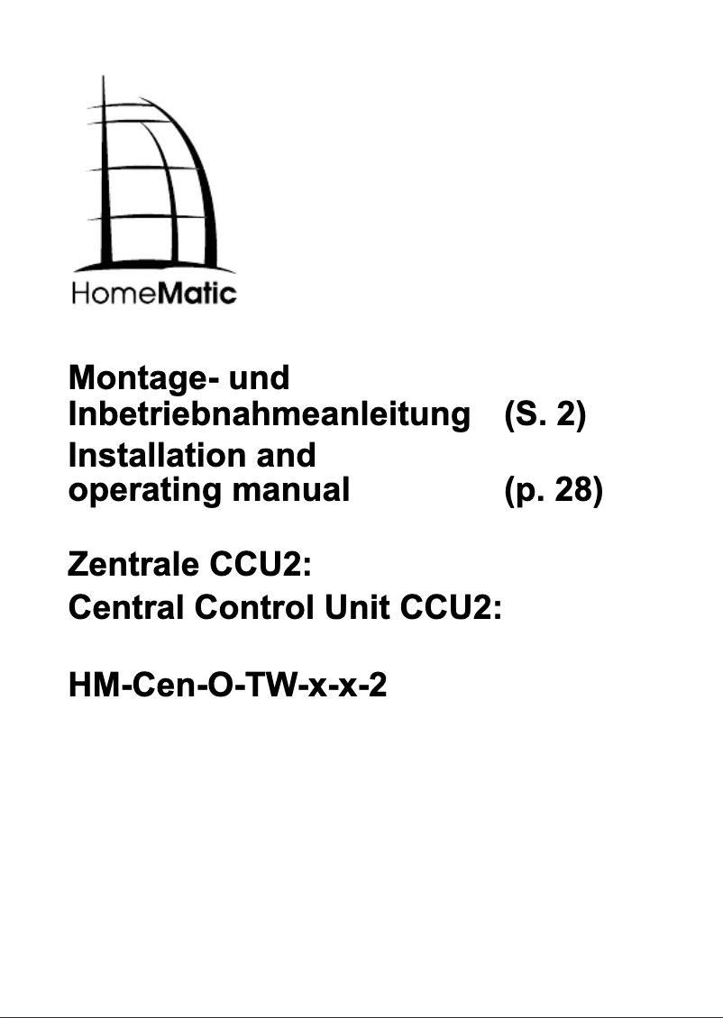 Imagen de la primera página del manual del dispositivo HomeMatic Zentrale CCU2