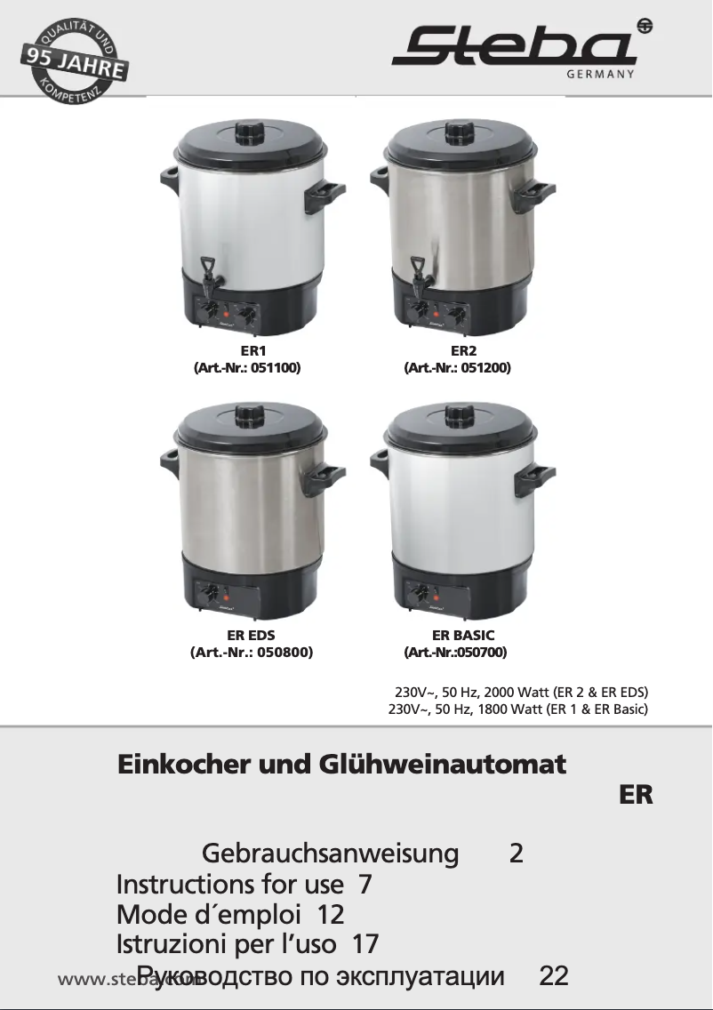 Página 1 del manual Manual de usuario Steba ER 1