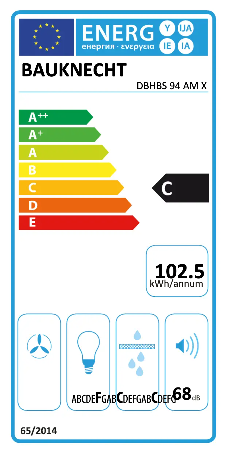 Página 1 del manual Etiqueta energética Bauknecht DBHBS 94 AM X
