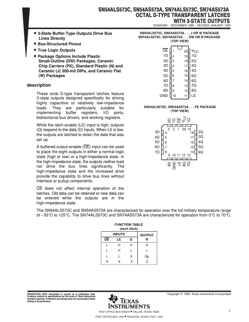 Página 1 del manual Manual de usuario Texas Instruments SN74AS573AN