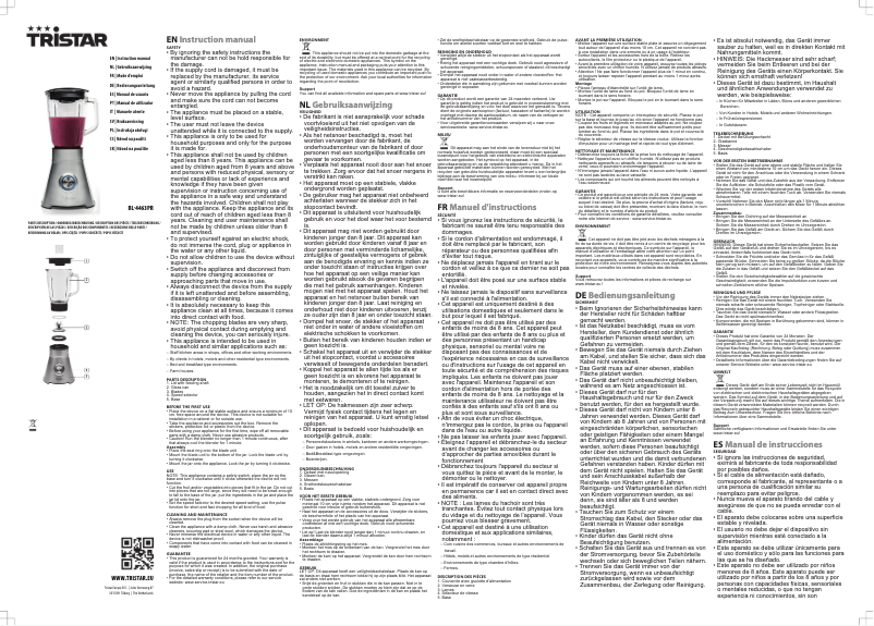 Página 1 del manual Manual de usuario TriStar BL-4463PR