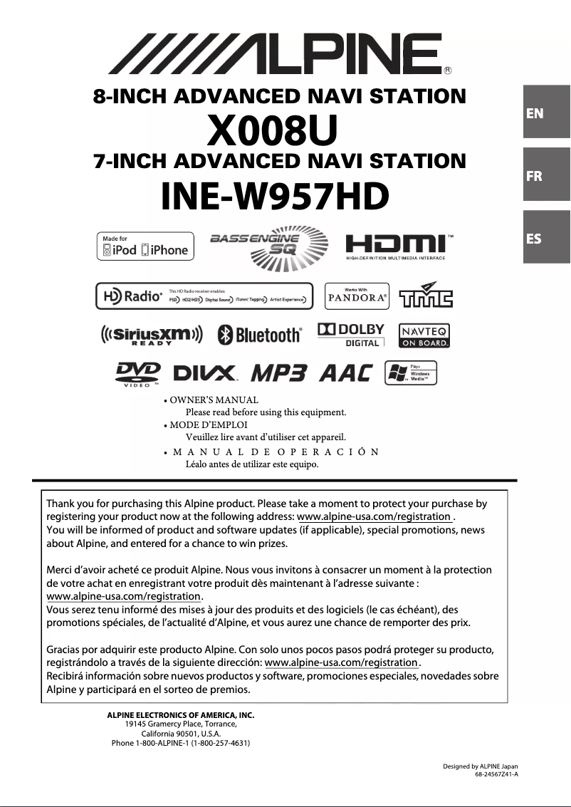 Imagen de la primera página del manual del dispositivo X008U