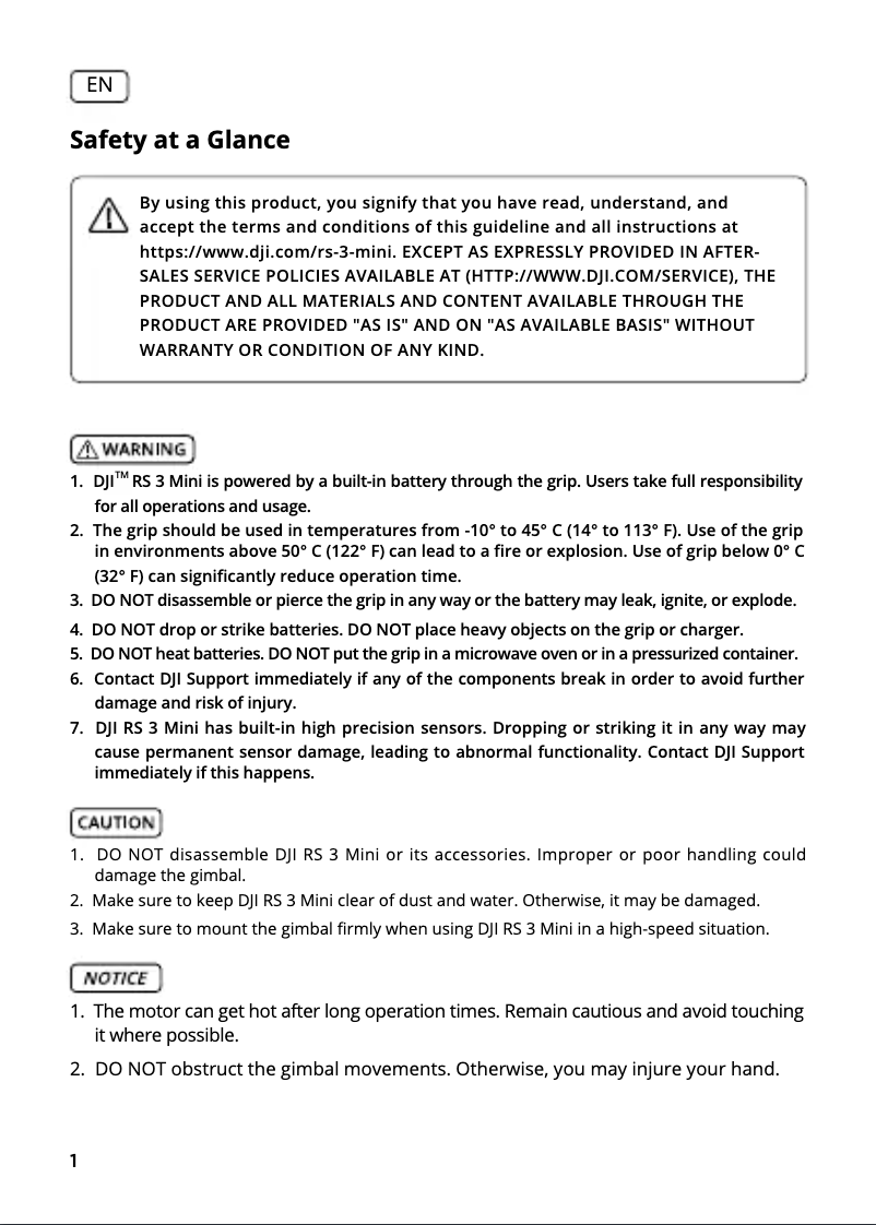 Página 1 del manual Manual de usuario DJI RS 3 Mini