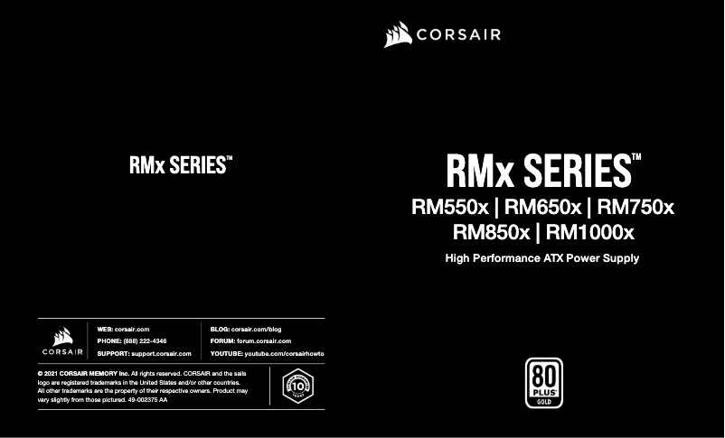 Página 1 del manual Manual de usuario Corsair RM650