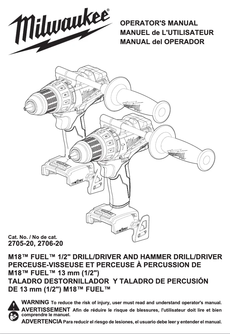 Imagen de la primera página del manual del dispositivo M18 Fuel One-Key 2706-20
