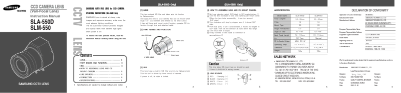 Imagen de la primera página del manual del dispositivo SLA-550D
