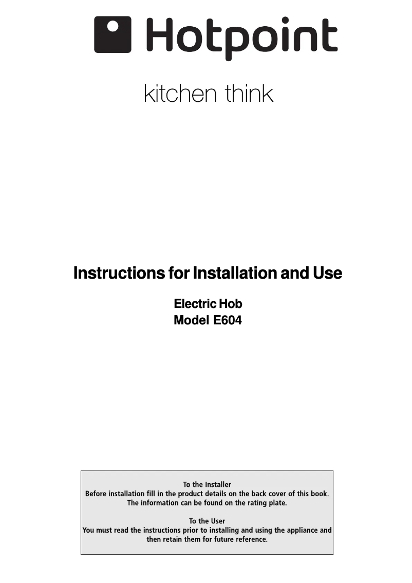 Página 1 del manual Manual de usuario Hotpoint E604W