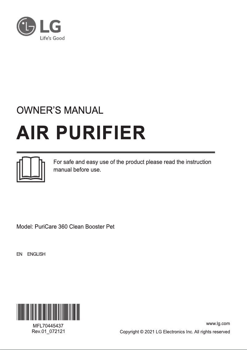 Imagen de la primera página del manual del dispositivo PuriCare 360