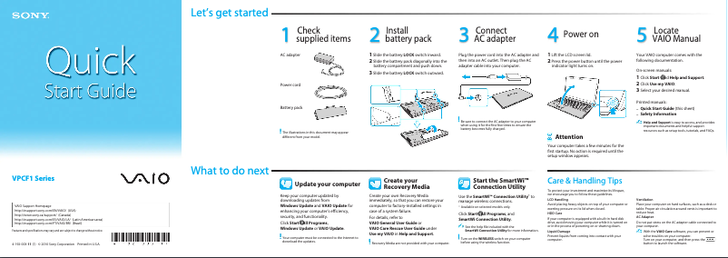 Página 1 del manual Guía de instalación Sony Vaio VPCF12HFX