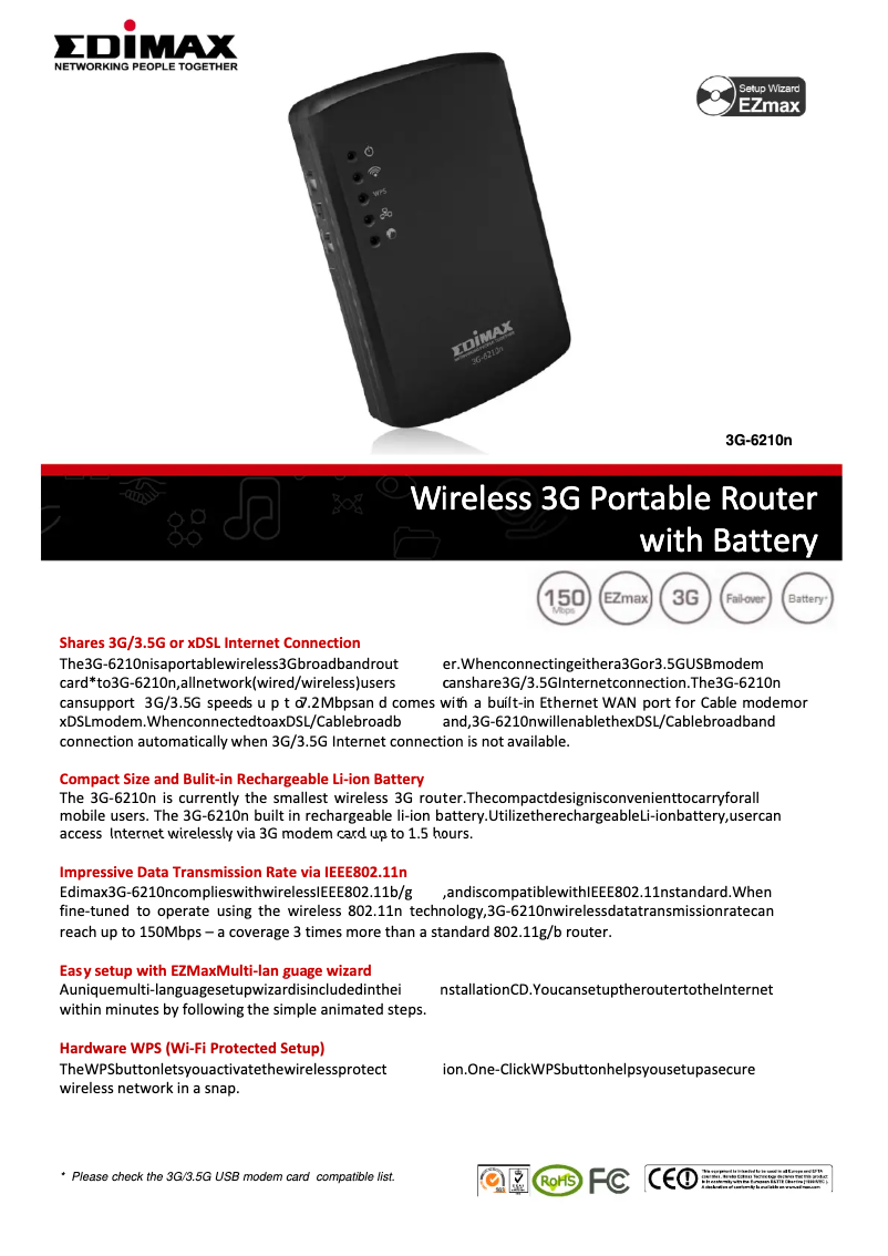 Imagen de la primera página del manual del dispositivo 3G-6210n