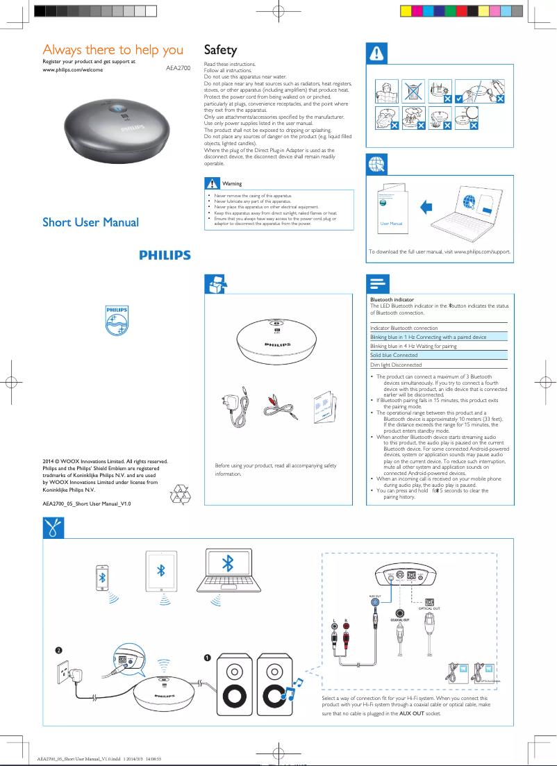 Imagen de la primera página del manual del dispositivo AEA2700