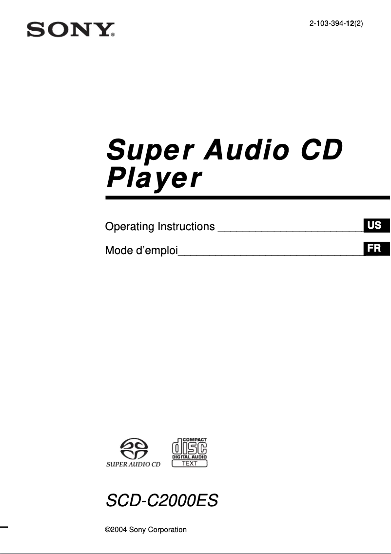 Imagen de la primera página del manual del dispositivo SCD-C2000ES