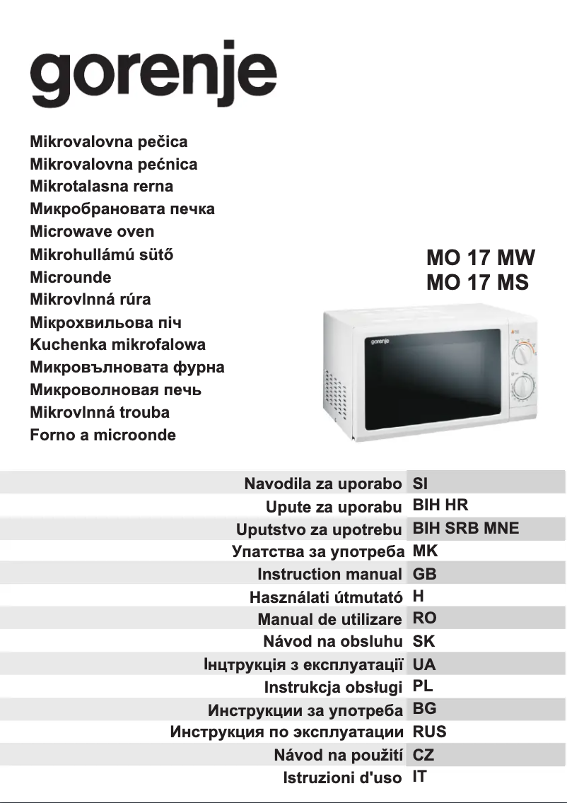 Imagen de la primera página del manual del dispositivo MO17MW