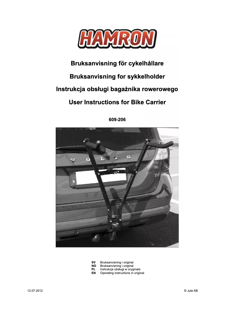 Imagen de la primera página del manual del dispositivo 609-206