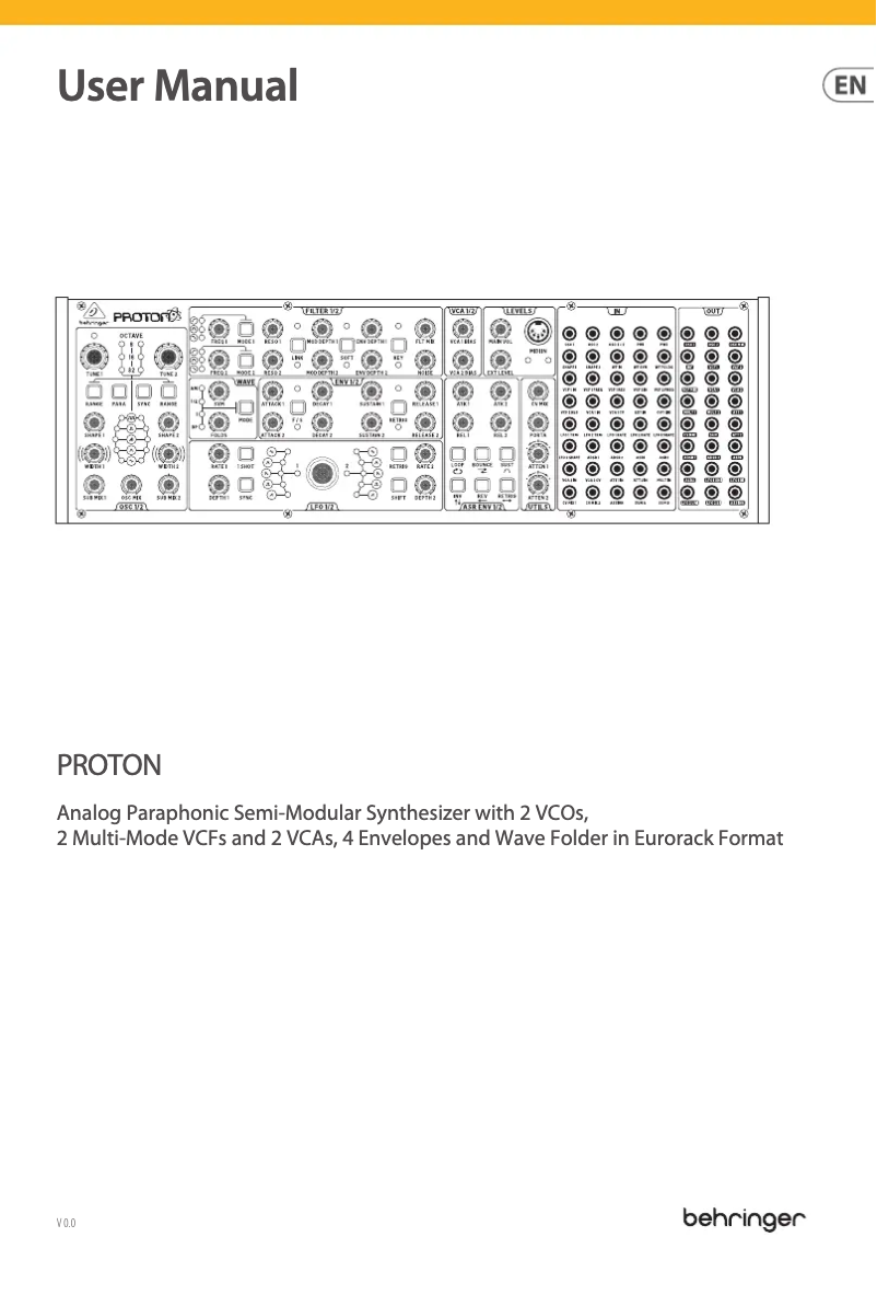 Imagen de la primera página del manual del dispositivo Proton
