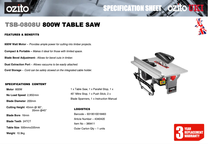 Imagen de la primera página del manual del dispositivo TSB-0808U