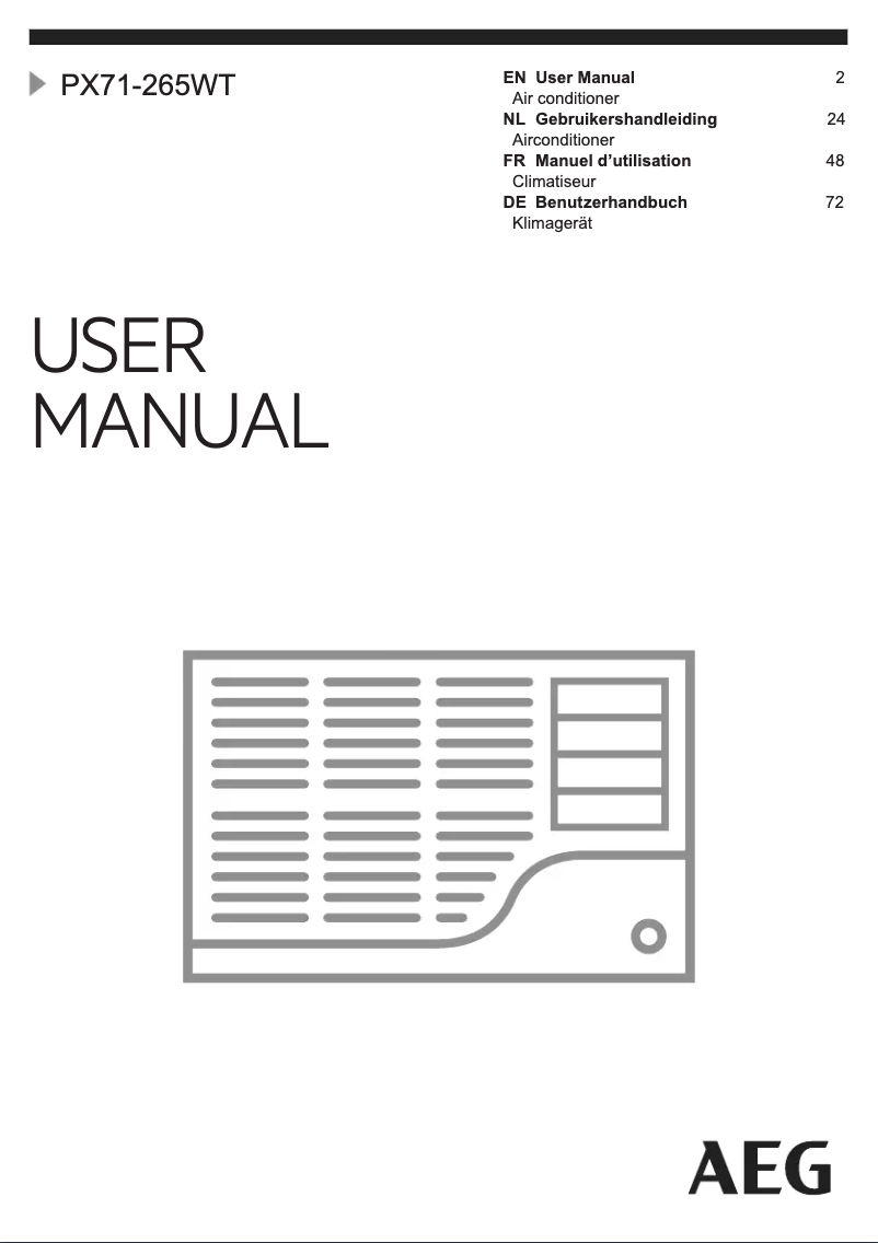 Imagen de la primera página del manual del dispositivo PX71-265WT