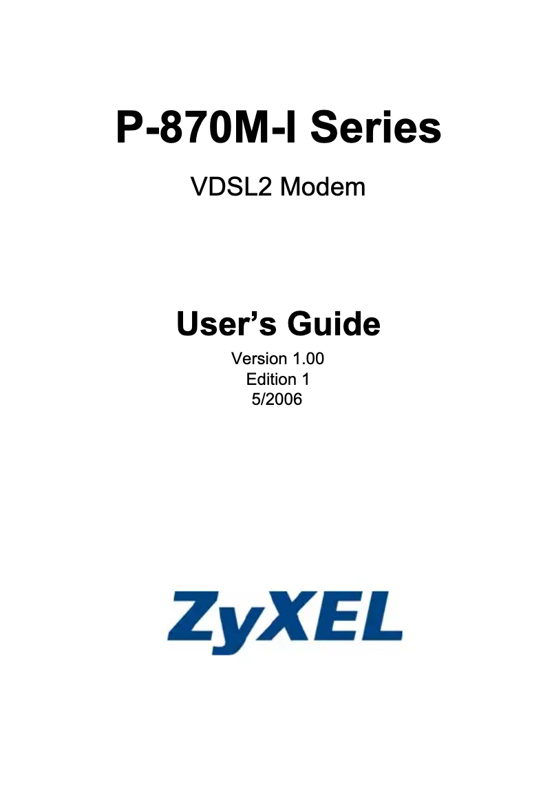 Página 1 del manual Manual de usuario ZyXEL P-870M-I3